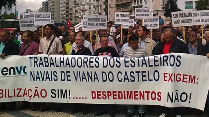 Trabalhadores dos estaleiros navais de Viana do Castelo em luta