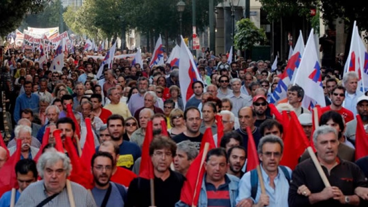 PCP em Atenas solidário com a luta dos trabalhadores e do povo grego