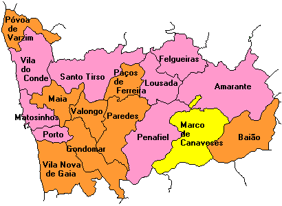 Mapa distrito Porto de parede