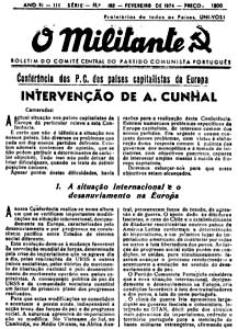 O Militante n 182 (3 Srie) de Fevereiro de 1974