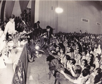 Comício da Oposição Democrática na Sociedade Filarmónica União Artística Piedense (SFUAP), em Almada, integrado na campanha para a farsa «eleitoral» em 1969