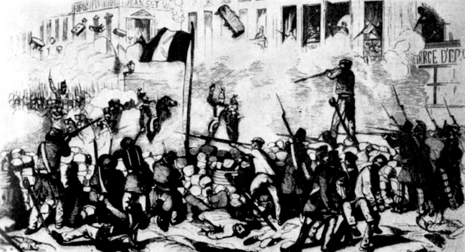 Barricadas em Paris, na Revolução de 1848